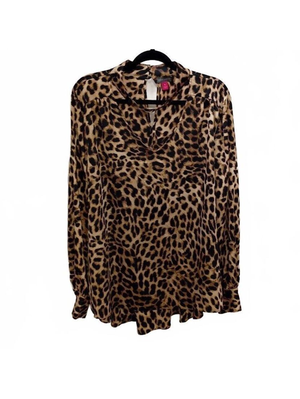 Vince Camuto Leopard Print Long Sleeve Blouse Size XL